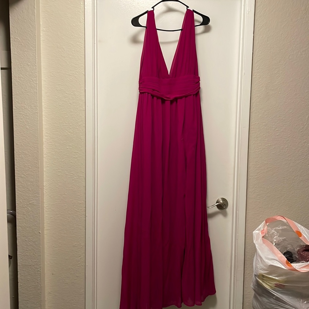 Fuchsia (dark) long maxi dress with a slit